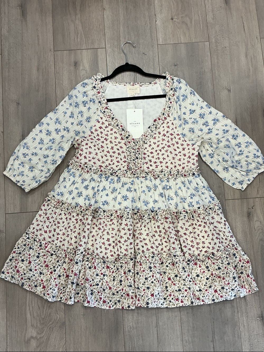NWT Sezane Vivi patchwork babydoll Floral Print - Picture 4 of 8